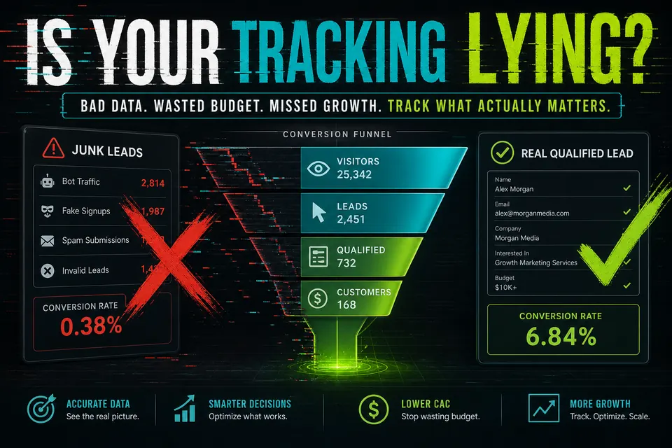 Is your tracking lying? Junk leads versus a real qualified lead — conversion funnel visual