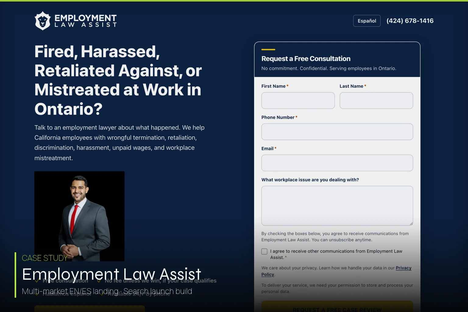 Employment Law Assist multi-market landing page