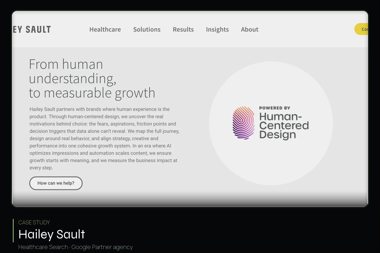 Hailey Sault homepage — healthcare marketing agency case study