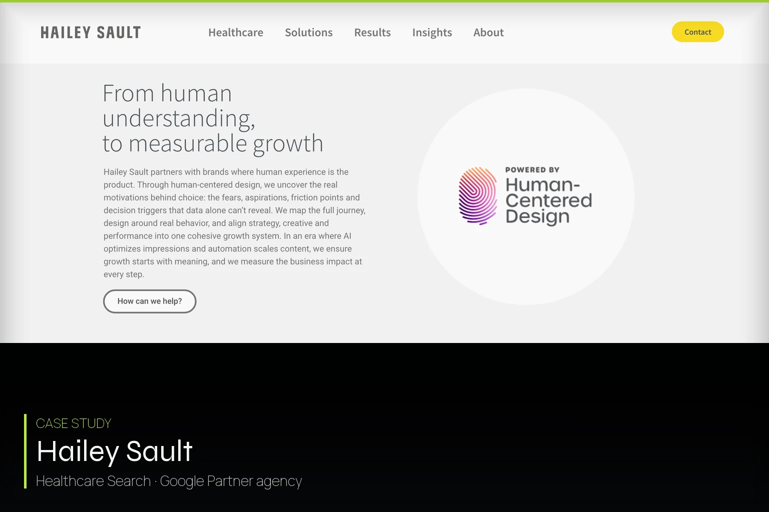 Hailey Sault homepage — healthcare marketing agency case study